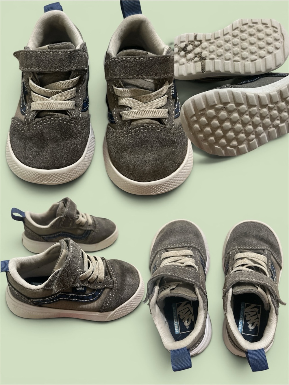 Vans Toddler Suede Sneakers in Gray and Blue